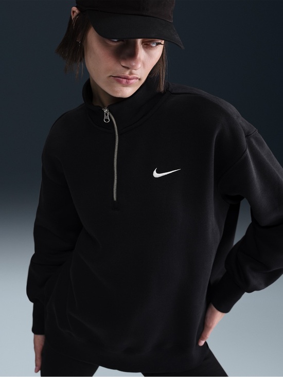 Nike Tops - Nike Phoenix Fleece Oversized 1/4-Zip Sweatshirt Black Size Small EUC